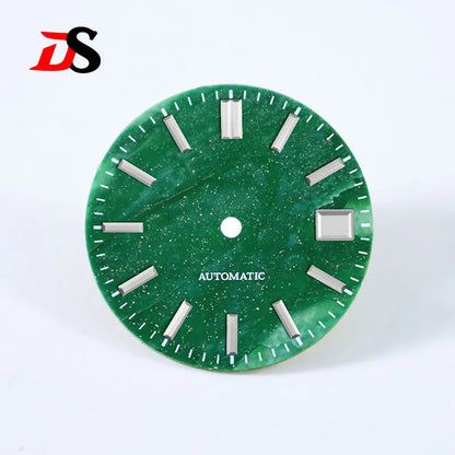 African Jade 28.5mm Dial No Lume NH38 Movement NO Date Blue Lume Stone Dial