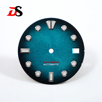 NH35 28.5mm No Tick Mark Dial Texture Index Blue-green Luminous