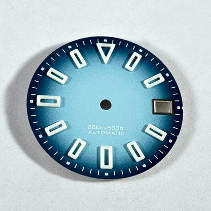 Matte 28.5mm Dial Hollow Index Dark Green Lume SKX007 for NH36 Movement 3 O'clock date/No Date Window