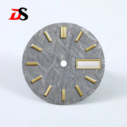 Natural 28.5mm Grey Meteorite Dial Day Date No Lume NH36 Movement No Tick Mark