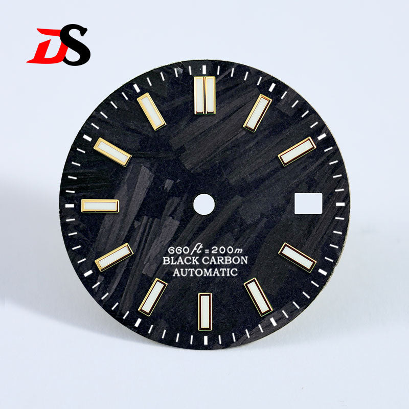 28.5MM Carbon Fiber Dial Date Index BGW9 Lume for MIYOTA 9015 /ETA2824 Movement