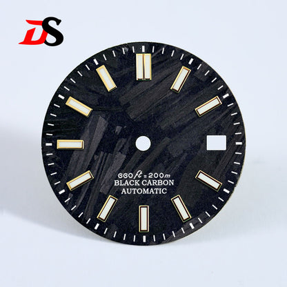 28.5MM Carbon Fiber Dial Date Index BGW9 Lume for MIYOTA 9015 /ETA2824 Movement