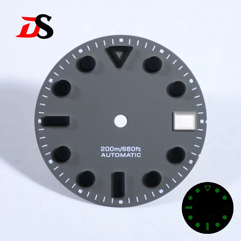 Hollow Index 28.5mm Matte Dial Dark Green Lume for NH35 Movement 3 O'clock Date/no Date