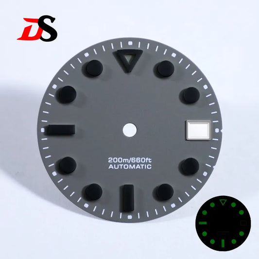 Hollow Index NH35 Dial 28.5mm Matte Dial Dark Green Lume for NH35 Movement