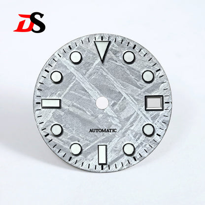 28.5mm Gray Natural Meteorite Dial BGW9 C3 Lume NH35NH36 Automatic Movement