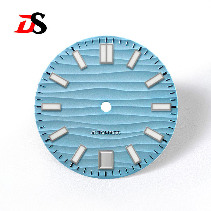 DS 28.5mm Wave Dial Blue Lume NH35 Movement 6 O'clock Date