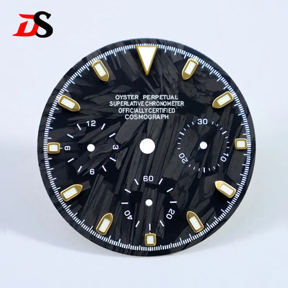 29.5mm Dial Carbon Fiber Blue Lume for VK63 Movement Black Lume