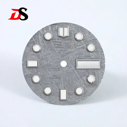 Natural 28.5mm Grey Meteorite Dial Day Date Blue Lume NH36 Movement No Tick Mark