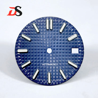 28.5mm Dial Waffle Checkered Dial Blue Lume NH35NH36 Movement