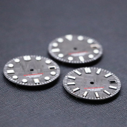 Black Meteorite Natural Blue-green Luminous Dial NH35NH36 28.5mm