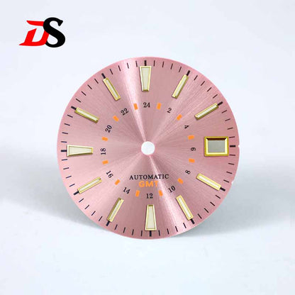 Sunburst 24-hour GMT Sun Pattern blue luminous Dial NH34 Movement 28.5mm