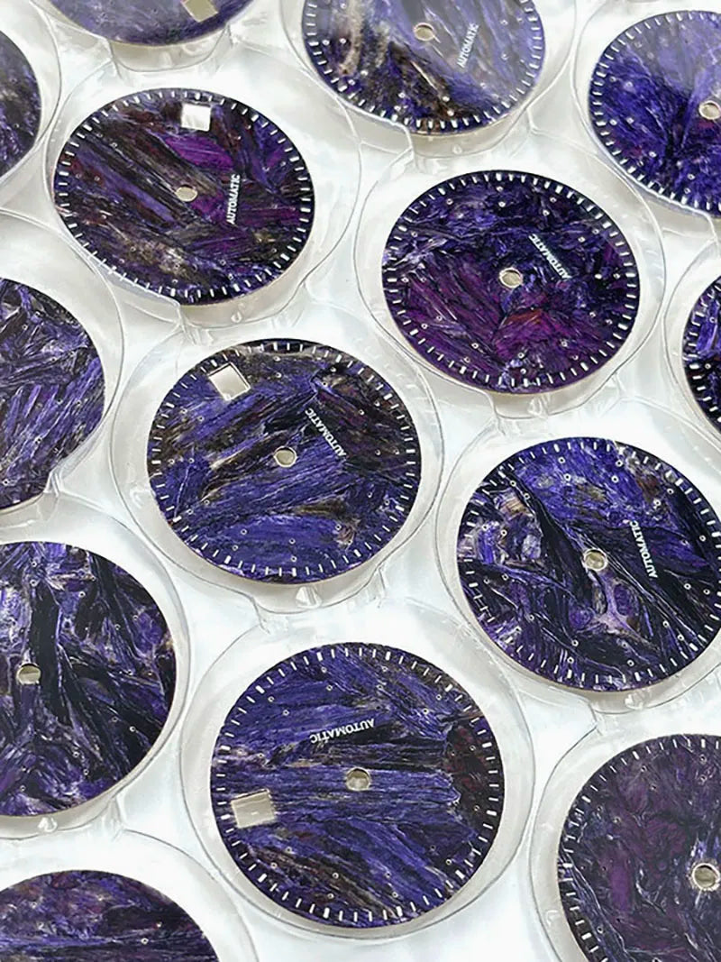 28.5mm Dial Purple Dragon Crystal Natural Purple Stone No Lume NH38 Movement 3 O'clock Date/No Date