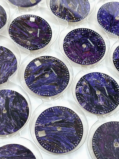 28.5mm Dial Purple Dragon Crystal Natural Purple Stone No Lume NH38 Movement 3 O'clock Date/No Date