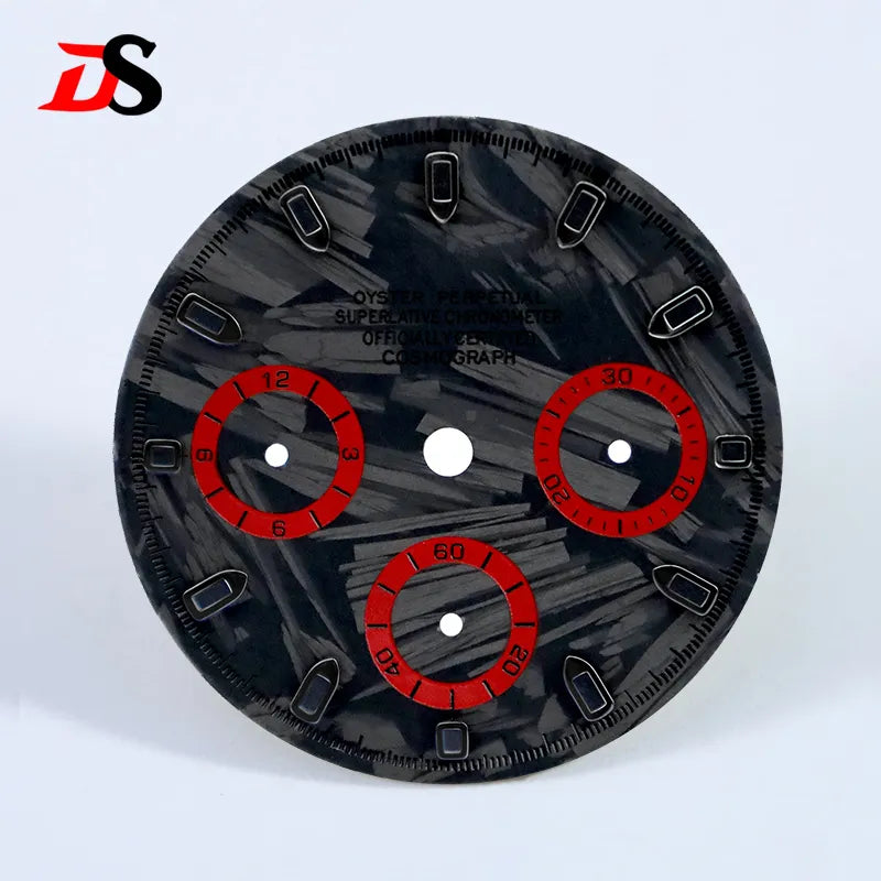 Carbon Fiber Dial Blue Lume for VK63 Movement Black Lume 29.5mm Dial