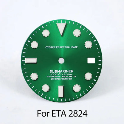 28.5mm Matte SUB Dial BGW9 C3 Lume Custom Logo for ETA2824 Movement