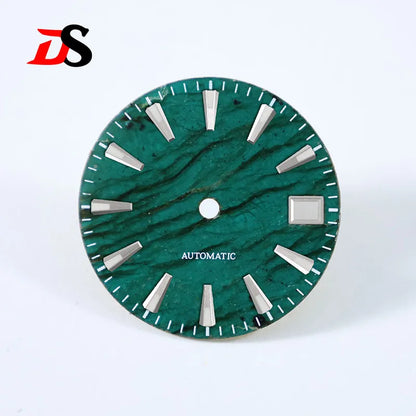 No Date 28.5mm Green Labradorite High Quality No Lume NH38 Movement Stone Dial Blue Lume