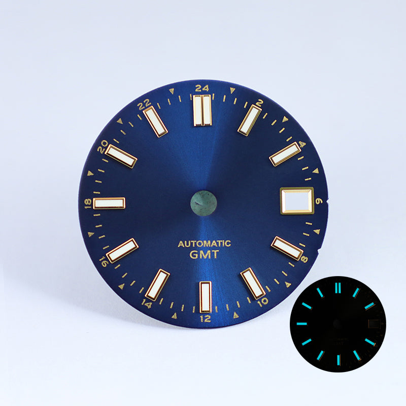 Sunburst date dial NH34 GMT blue lume