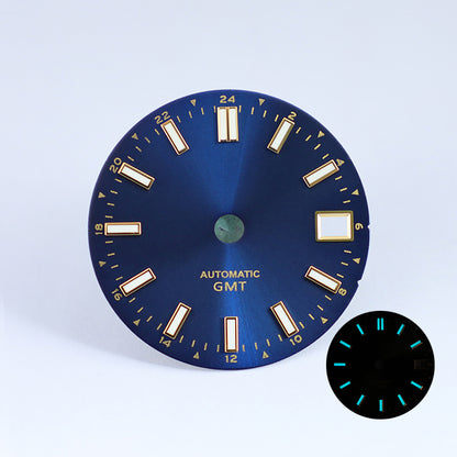 Sunburst date dial NH34 GMT blue lume