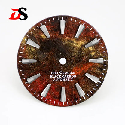 28.5mm Rich Color Lava Texture Carbon Fiber Dial BGW9 C3 Lume for NH35 Movement No date