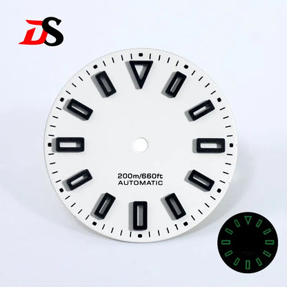 Matte 28.5mm Dial Hollow Index Dark Green Lume SKX007 for NH36 Movement 3 O'clock date/No Date Window