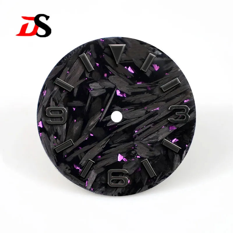 28.5mm Broken Carbon Dial 369 Black Lume Fit NH35 NH36 Movement