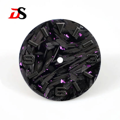 28.5mm Broken Carbon Dial 369 Black Lume Fit NH35 NH36 Movement