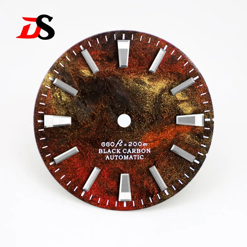 Rich Color Texture Carbon Fiber Dial BGW9 Lume for NH35 Movement 28.5mm Dial No date/3o'clock date