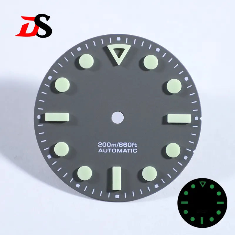 Hollow Index Matte Dial 28.5mm Dial Green Lume for NH35 ETA2824/MIYOTA 9015 Movement No Date