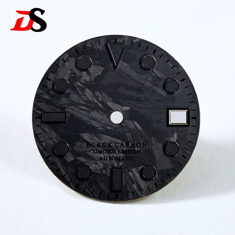 Black Carbon Fiber Dial 28.5mm NH35 Dial Black Lume GS
