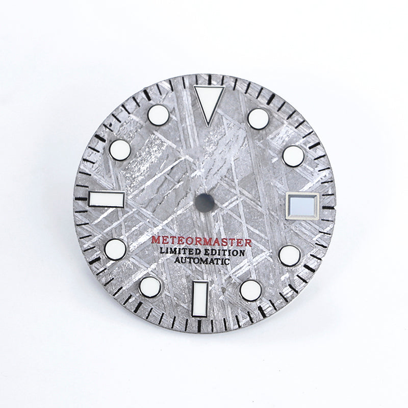 Natural Grey Meteorite Dial Blue Green Lume NH35NH36 28.5mm