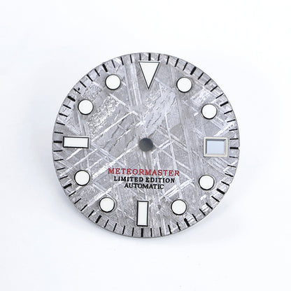Natural Grey Meteorite Dial Blue Green Lume NH35NH36 28.5mm