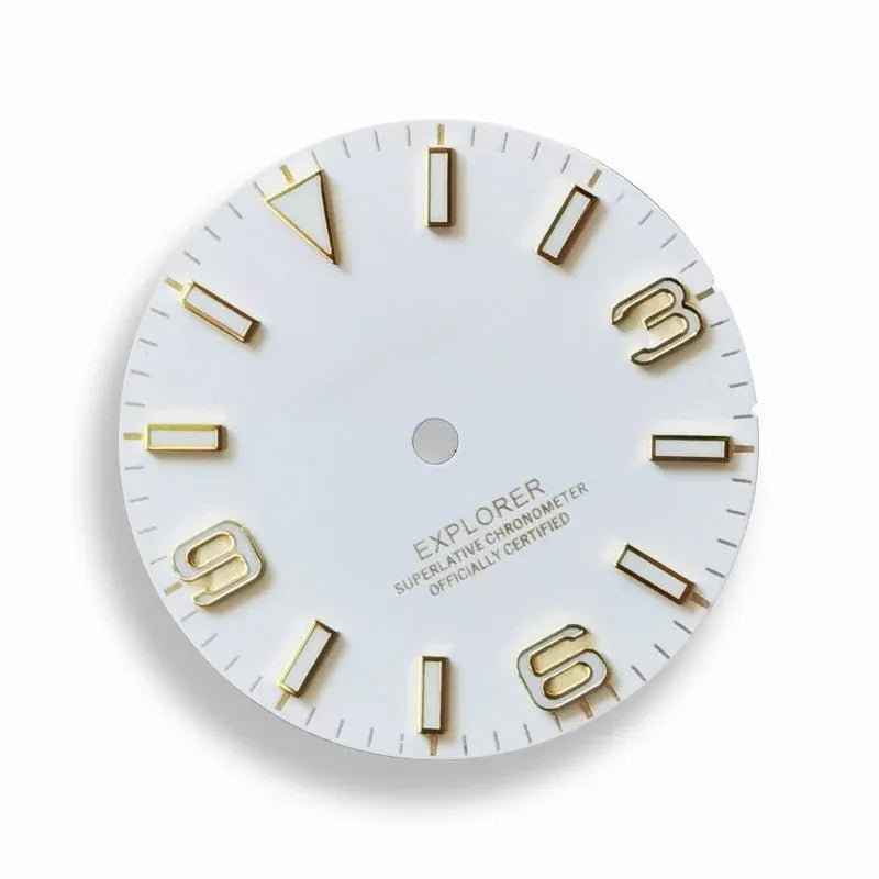 EXPLORER 369 Dial Black white blue Lume