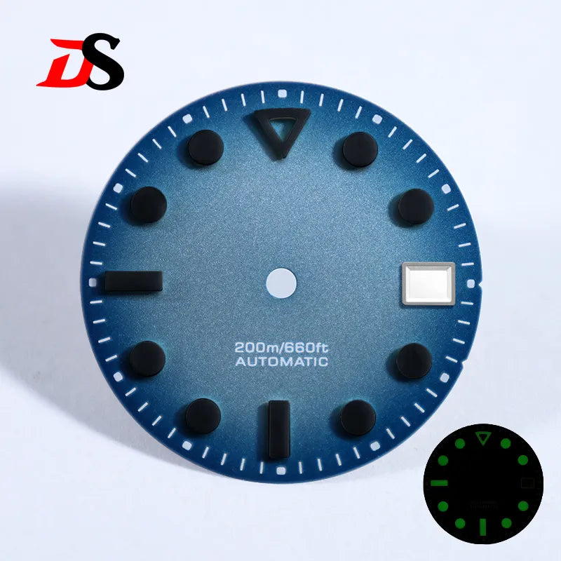 Hollow Index 28.5mm Matte Dial Dark Green Lume for NH35 Movement 3 O'clock Date/no Date
