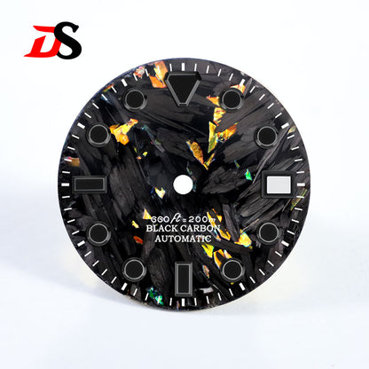 Black Lume New Carbon Fiber Dial Hypotenuse Index Fit NH35 Movement 28.5mm