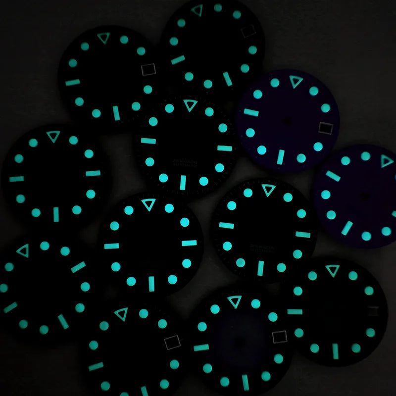 Hollow Index 28.5mm Matte Dial Dark Green Lume for NH35 Movement 3 O'clock Date/no Date