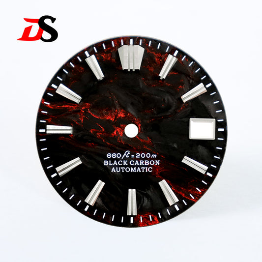 Red Lava Carbon Fiber No Lume NH35 NH38 Movement 28.5mm