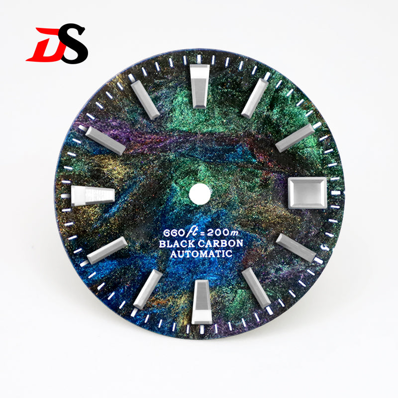 Rich Color Texture Carbon Fiber Dial BGW9 Lume for NH35 Movement 28.5mm Dial No date/3o'clock date
