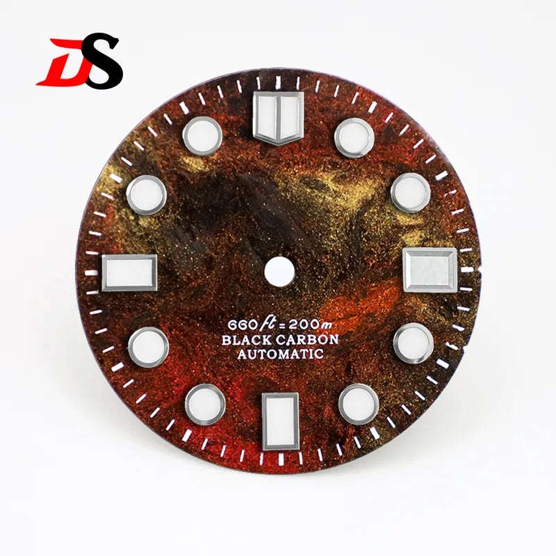 Rich Color Lava Texture Carbon Fiber Dial BGW9 C3 Lume for NH35 Movement 28.5mm Dial 3o'clock date