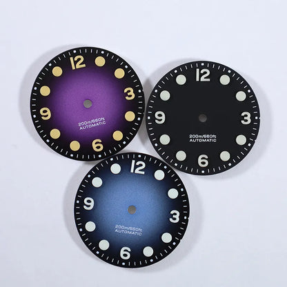 28.5mm Retro 369 Number Dial Gradient Matte Dial Green Lume for NH35NH38 Movement No Date Dial