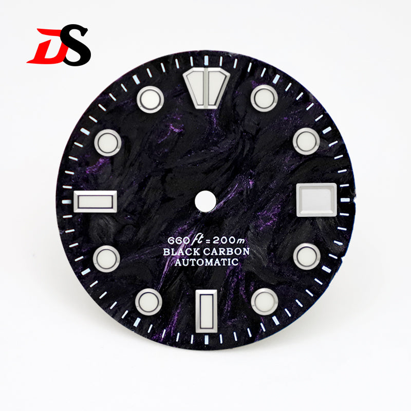 28.5mm Dial Rich Color LavaTexture Carbon Fiber Dial BGW9 Lume for NH35 Movement No Date/3o'clock Date
