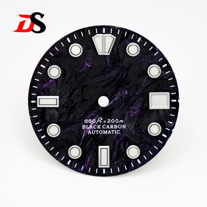 28.5mm Dial Rich Color LavaTexture Carbon Fiber Dial BGW9 Lume for NH35 Movement No Date/3o'clock Date