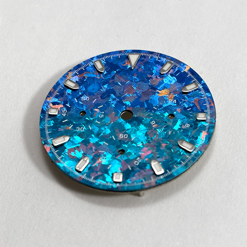 29.5mm Ice Crystal Titanium Dial Suitable for VK63 Movement Blue Lume Watch Accessories