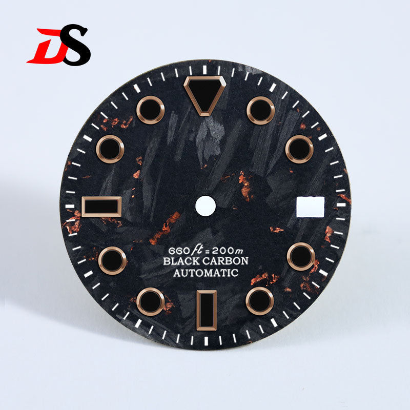 High Quality Carbon Fiber Dial Black Lume for MIYOTA 9015 /ETA2824 Movement 28.5MM