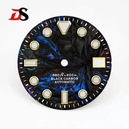 High Quality Rich Color Lava Carbon Fiber Dial Blue Lume 28.5MM Dial for NH35 Movement 3o'clock date