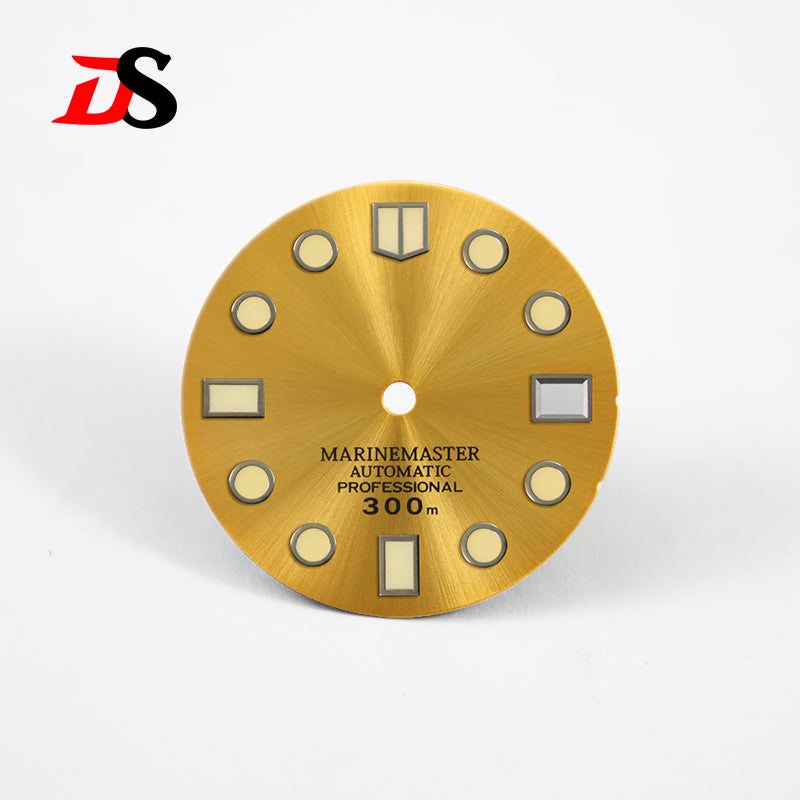 Gold 28.5mm Marinemaster Dial BGW9 C3 Lume NH35NH36 Movement No Tick Mark