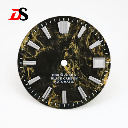 28.5MM Lava Carbon Fiber Dial No Lume Rich Color for NH35NH36 Movement No Date/3o'clock Date