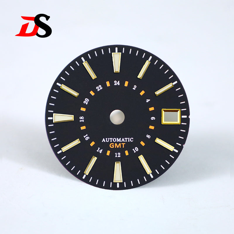 Sunburst 24-hour GMT Sun Pattern blue luminous Dial NH34 Movement 28.5mm