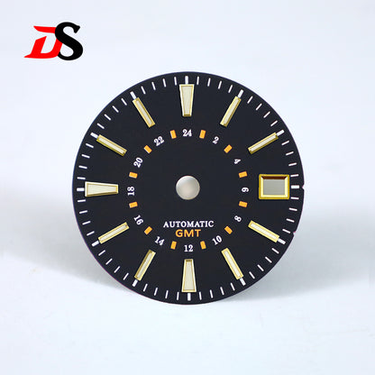 Sunburst 24-hour GMT Sun Pattern blue luminous Dial NH34 Movement 28.5mm