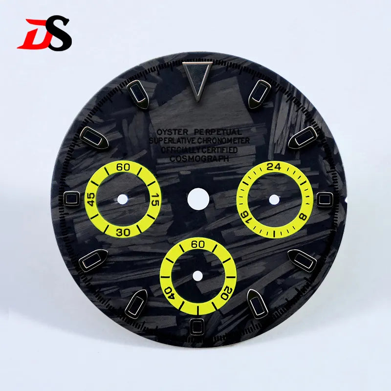 29.5mm Dial Carbon Fiber Blue Lume for VK63 Movement Black Lume