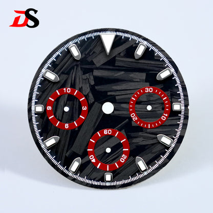 Carbon Fiber Dial Blue Lume for VK63 Movement 29.5mm Black Lume